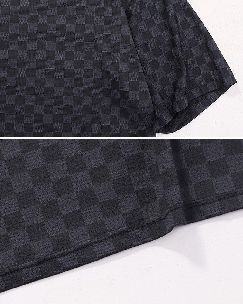 Stylish Checkerboard Summer Top -  techwear t-shirt - Lightweight Checkerboard Summer Top for Comfort