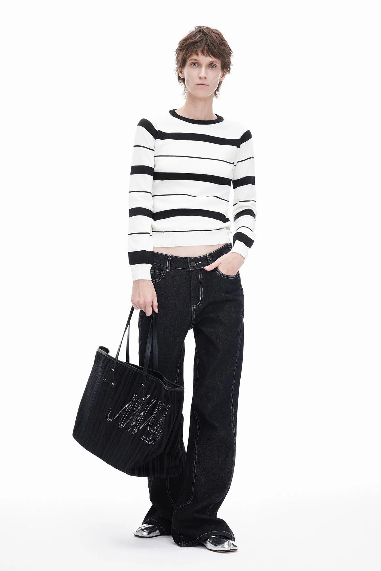 Stylish Corduroy & Leather Bag -  durable leather bag - Chic Corduroy and Leather Tote Bag