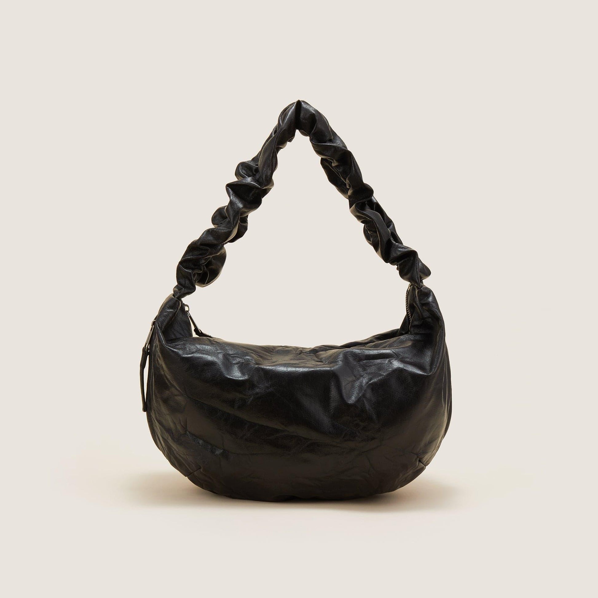 Stylish Crescent Wrinkle Tote -  zipper bag - Stylish Crescent Wrinkle Tote for Modern Use