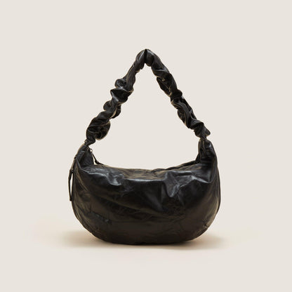 Stylish Crescent Wrinkle Tote -  zipper bag - Stylish Crescent Wrinkle Tote for Modern Use