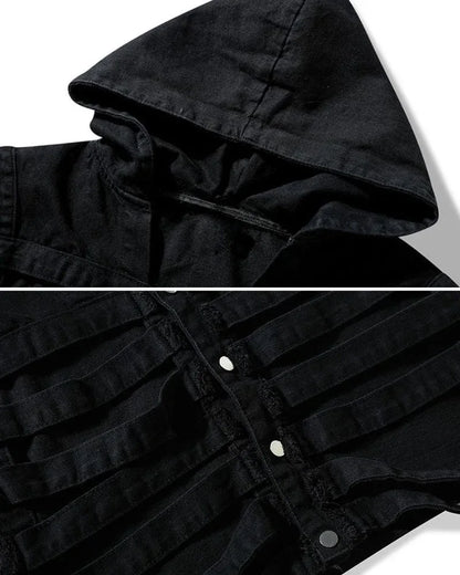 Stylish Cutout Denim Jacket -  cutout jacket - Trendy Cutout Denim Jacket for Urban Style