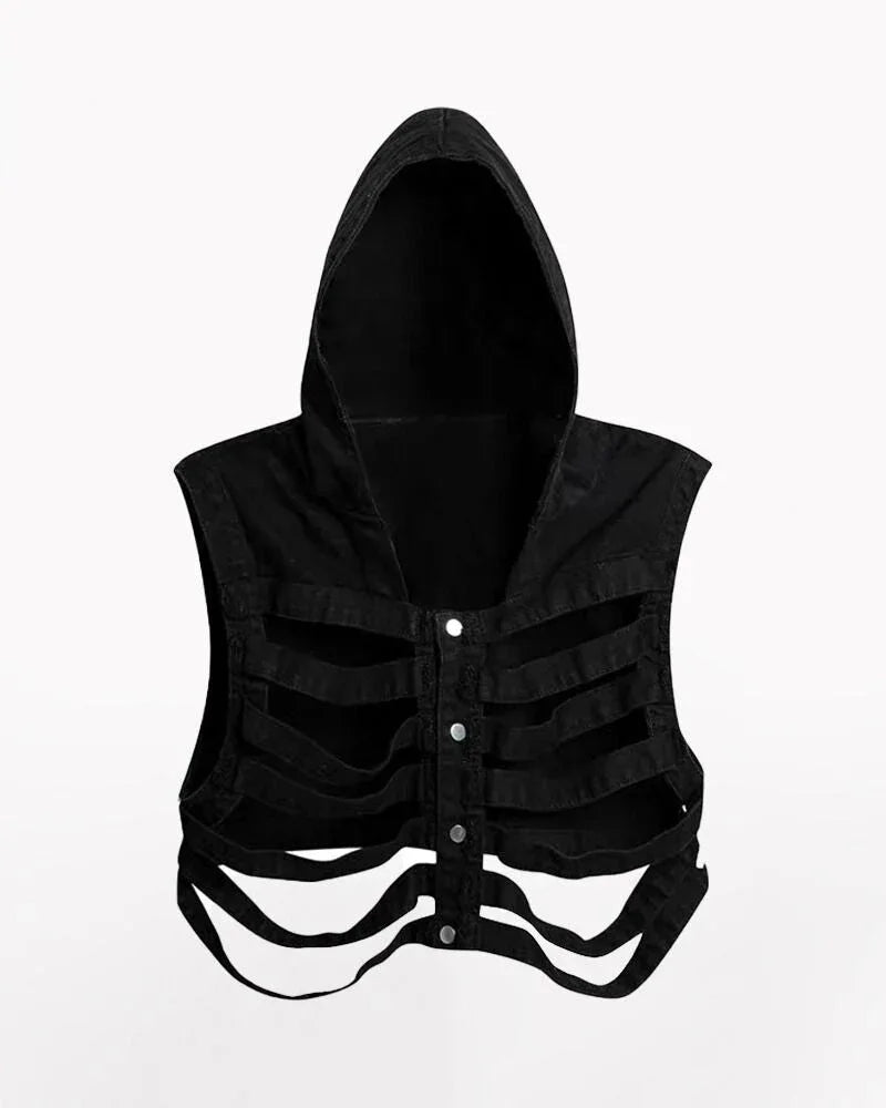 Stylish Cutout Denim Jacket - hollow out denim - Trendy Cutout Denim Jacket for Urban Style