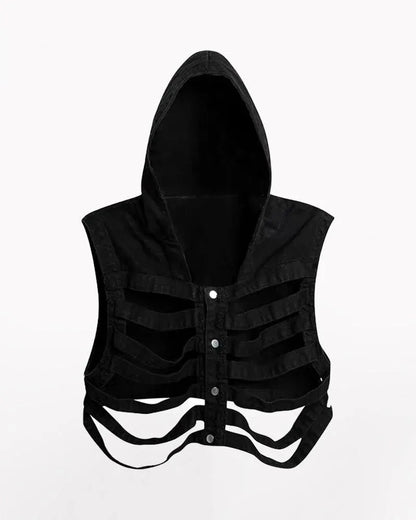 Stylish Cutout Denim Jacket - hollow out denim - Trendy Cutout Denim Jacket for Urban Style
