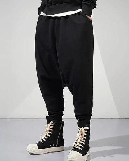 Stylish Drop-Crotch Trousers -  black pants - Stylish Drop-Crotch Trousers for Streetwear Looks