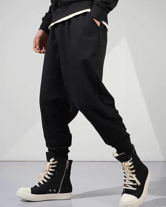 Stylish Drop-Crotch Trousers - samurai-inspired pants - Stylish Drop-Crotch Trousers for Streetwear Looks