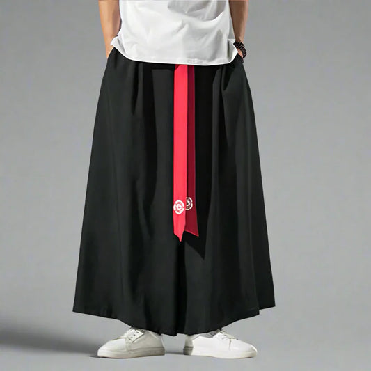 Stylish Flowy Wide-Leg Pants - elegant hakama style pants - Elegant Flowy Wide-Leg Pants for Comfort