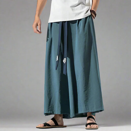 Stylish Flowy Wide-Leg Pants - hakama pants - Elegant Flowy Wide-Leg Pants for Comfort