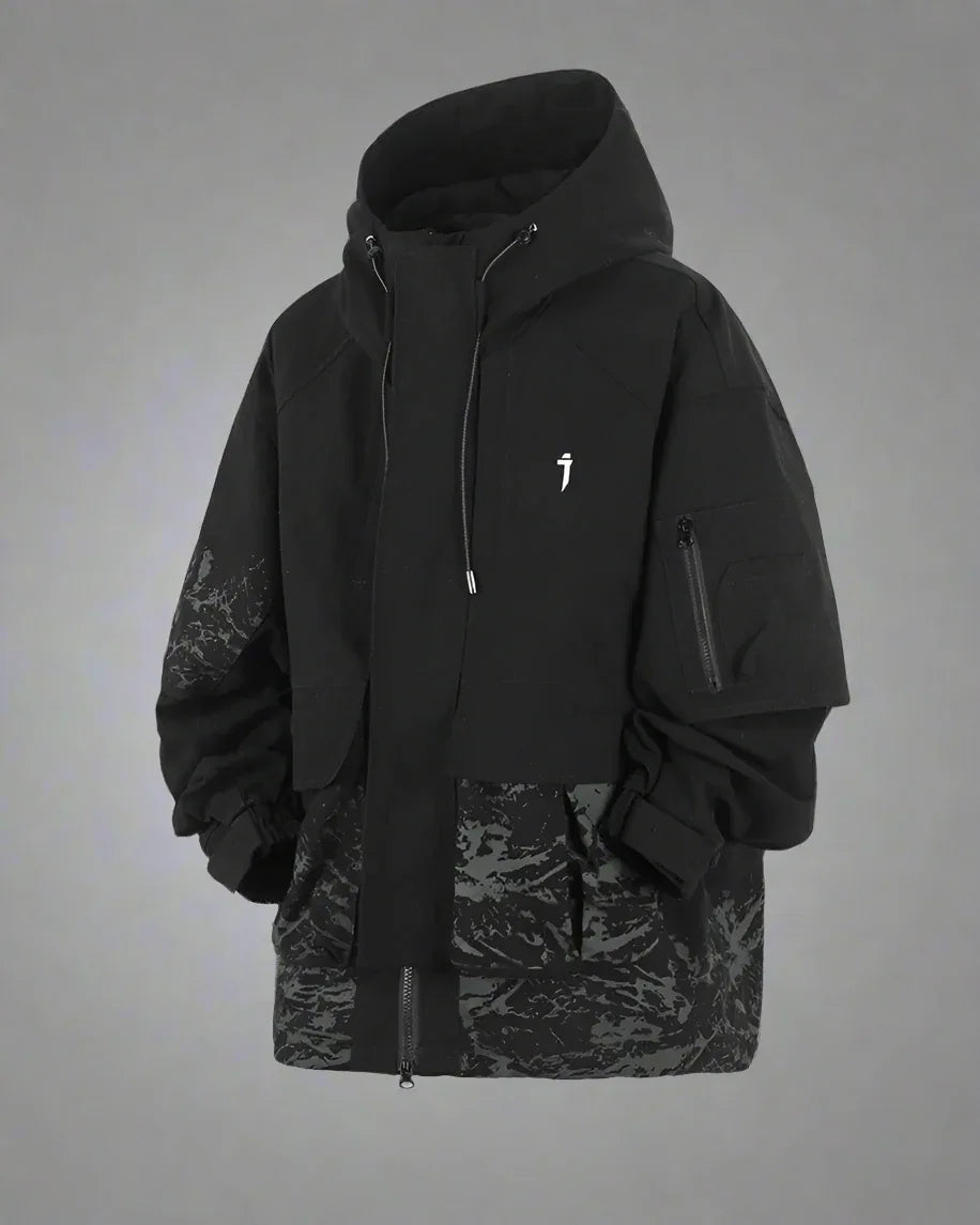Stylish Graphic Pocket Hoodie -  techwear jacket - Stylish Graphic Pocket Hoodie for Everyday Wear