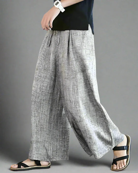 Stylish Grey Hakama Pants - cotton linen pants - Comfortable Grey Hakama Pants for Everyday Style