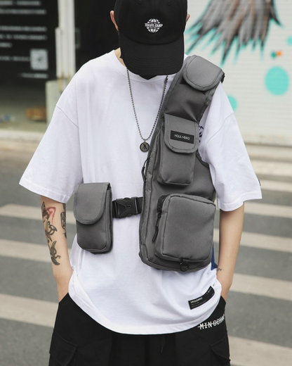 Stylish Half Vest Chest Pack -  edgy streetwear accessory - Half Vest Chest Pack for Hands-Free Urban Style