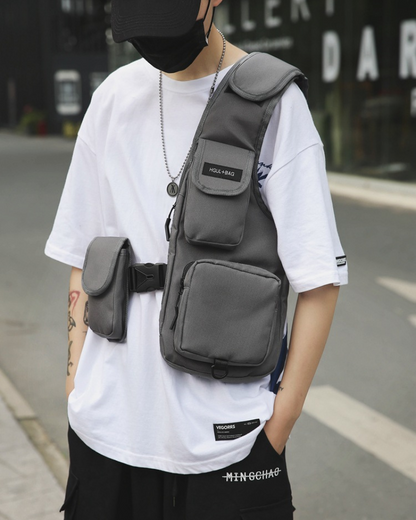 Stylish Half Vest Chest Pack -  streetwear - Half Vest Chest Pack for Hands-Free Urban Style