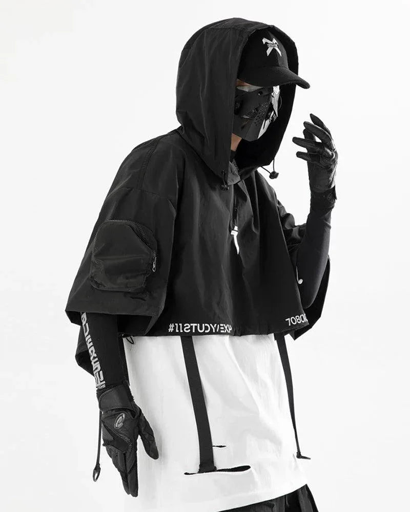 Stylish Hooded Short Cape -  techwear cape - Hooded Short Cape for Urban Adventures