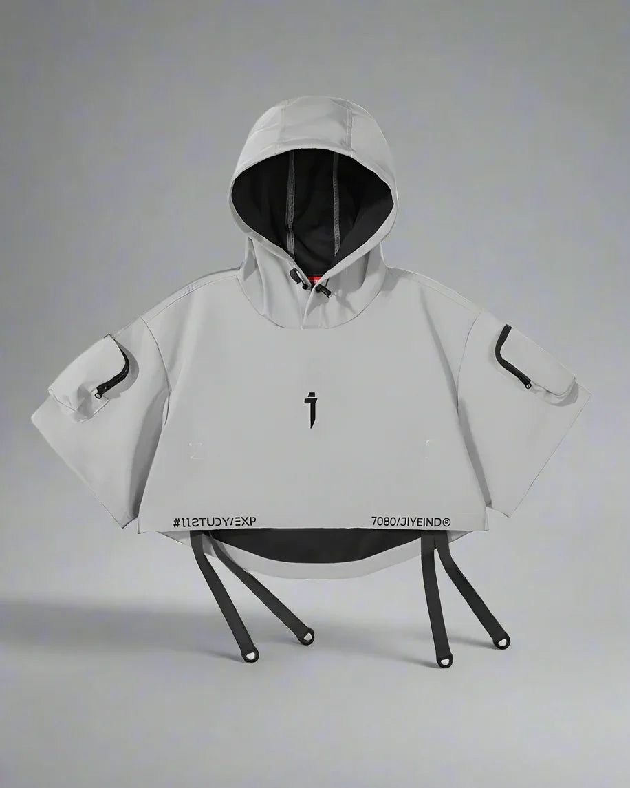 Stylish Hooded Short Cape -  techwear cape - Hooded Short Cape for Urban Adventures