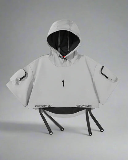 Stylish Hooded Short Cape -  techwear cape - Hooded Short Cape for Urban Adventures