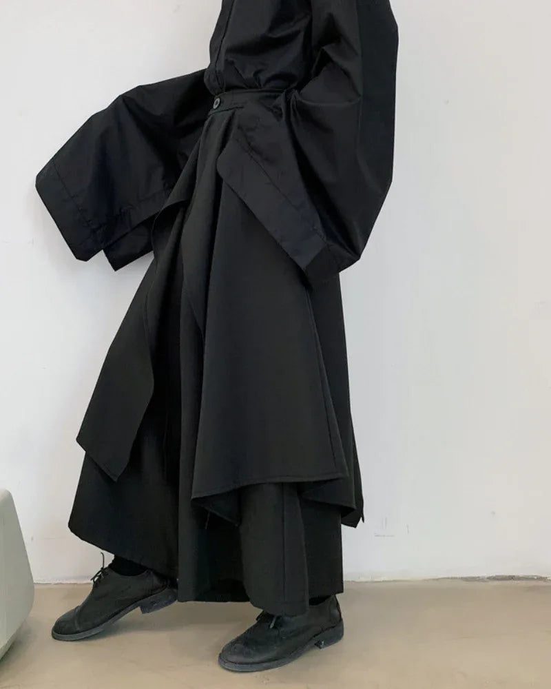 Stylish Layered Hakama Pants -  black pants - Stylish Layered Hakama Pants for Modern Style