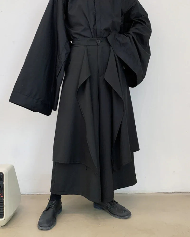 Stylish Layered Hakama Pants -  comfortable polyester pants - Stylish Layered Hakama Pants for Modern Style
