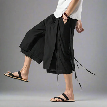 Stylish Layered Urban Shorts -  cotton linen shorts - Stylish Layered Urban Shorts for Casual Wear
