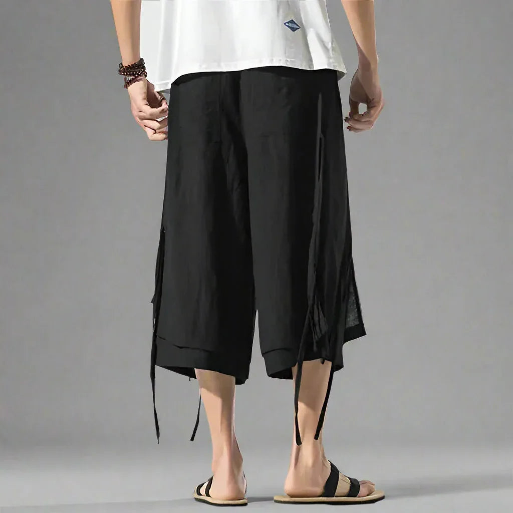 Stylish Layered Urban Shorts -  hakama style - Stylish Layered Urban Shorts for Casual Wear
