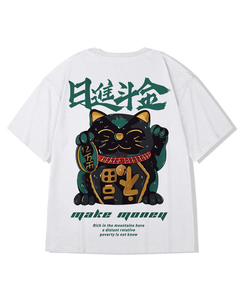 Stylish Lucky Cat T-Shirt -  fashion t-shirt - Stylish Oversized Lucky Cat T-Shirt
