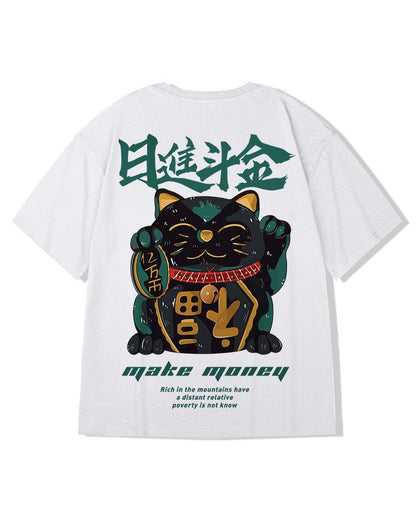 Stylish Lucky Cat T-Shirt -  fashion t-shirt - Stylish Oversized Lucky Cat T-Shirt