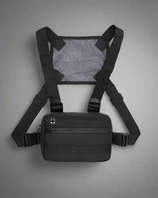 Stylish Mesh Zipper Chest Bag - adjustable strap fanny pack - Adjustable Mesh Zipper Chest Bag in Black