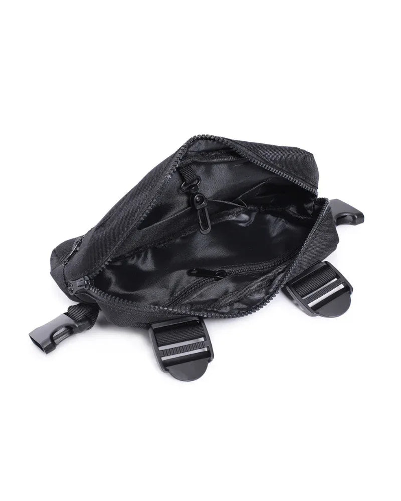Stylish Mesh Zipper Chest Bag -  black bag - Adjustable Mesh Zipper Chest Bag in Black