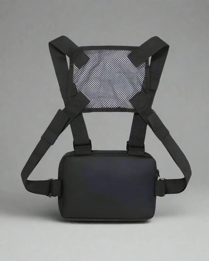 Stylish Mesh Zipper Chest Bag - chest bag - Adjustable Mesh Zipper Chest Bag in Black