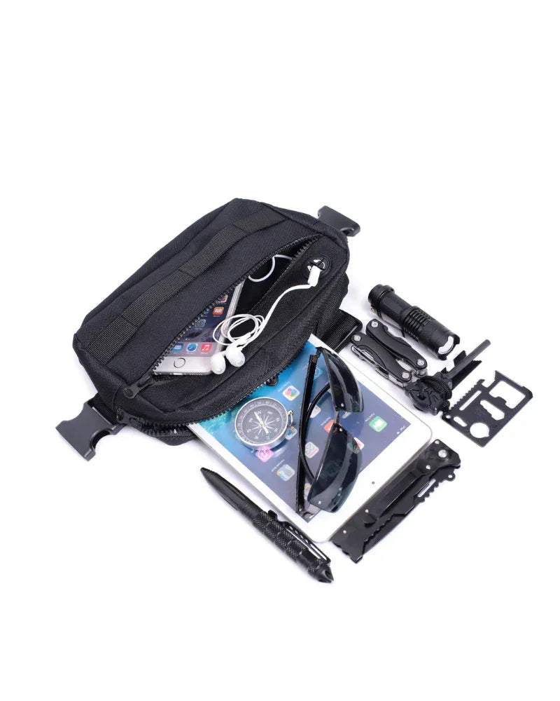 Stylish Mesh Zipper Chest Bag -  fanny pack - Adjustable Mesh Zipper Chest Bag in Black