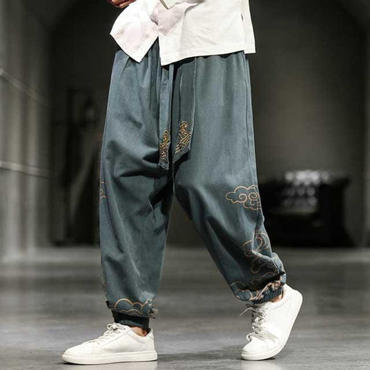 Stylish Oriental Jogger Pants - comfortable joggers - Stylish Wide Leg Japanese Jogger Pants