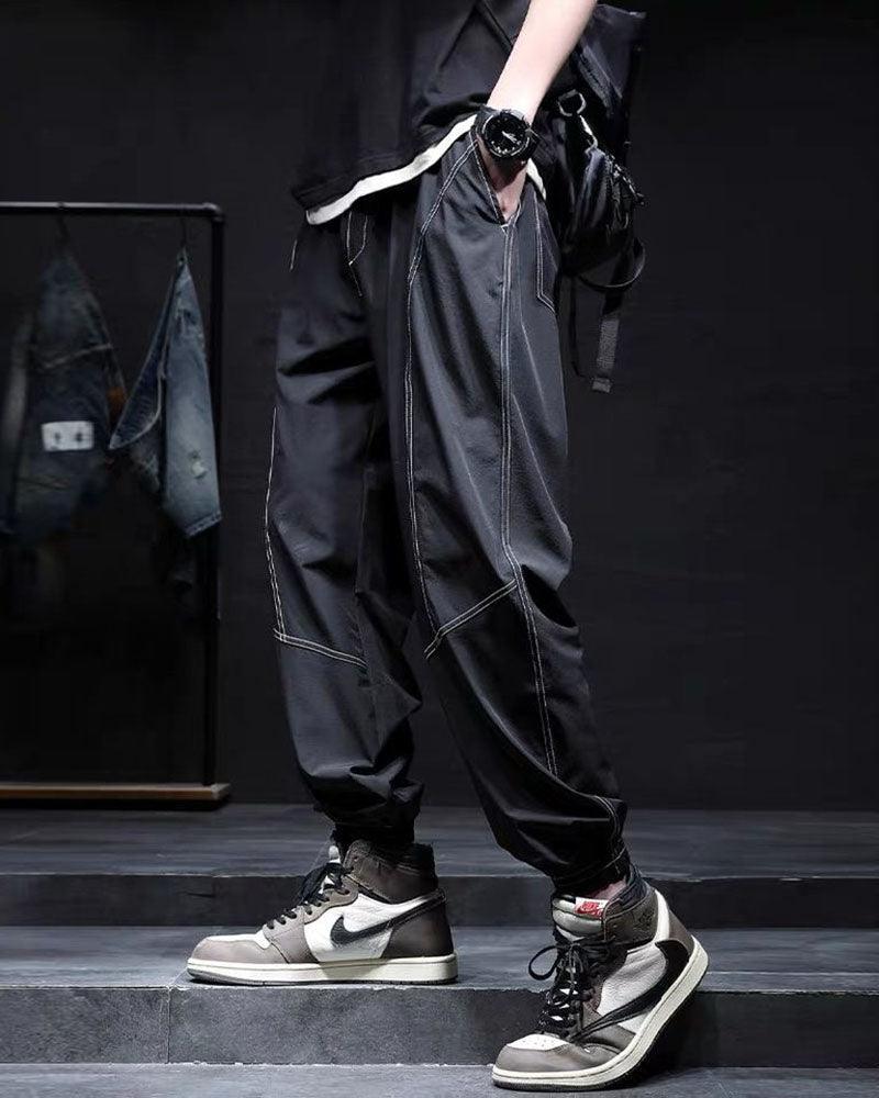 Stylish Patchwork Ice Silk Pants - comfortable summer wear - Lightweight Ice Silk Patchwork Pants for Summer