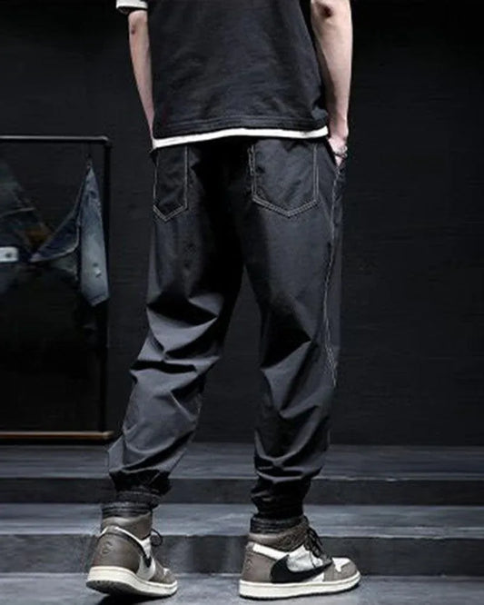 Stylish Patchwork Ice Silk Pants - ice silk pants - Lightweight Ice Silk Patchwork Pants for Summer