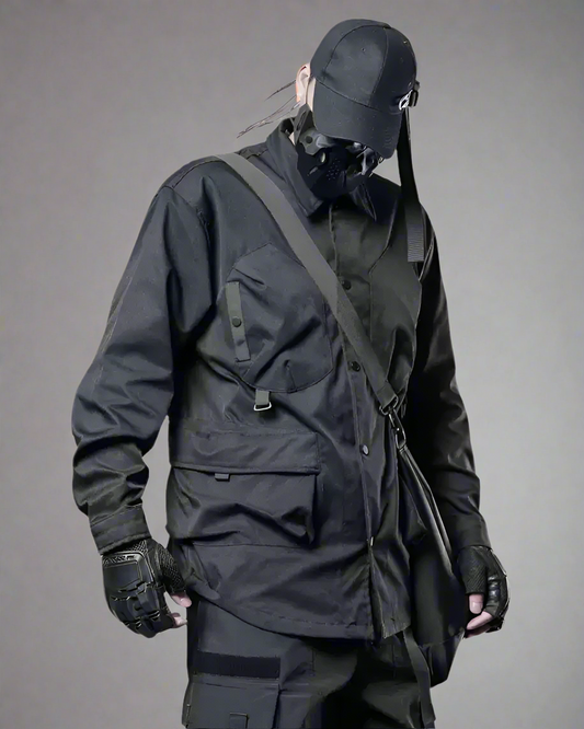 Stylish Patchwork Utility Shirt - multi-pocket shirt - Utility Patchwork Cargo Shirt for Streetwear Style