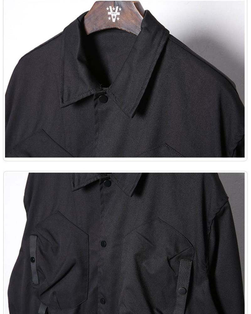 Stylish Patchwork Utility Shirt -  techwear - Utility Patchwork Cargo Shirt for Streetwear Style