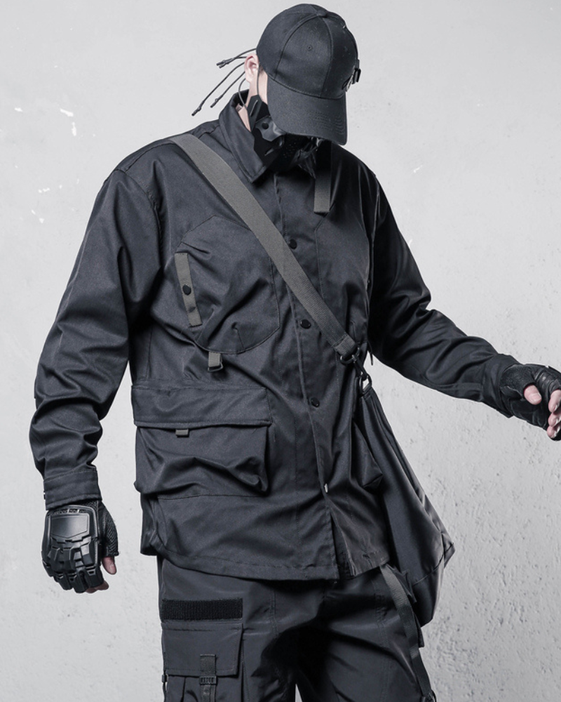 Stylish Patchwork Utility Shirt - techwear-core - Utility Patchwork Cargo Shirt for Streetwear Style