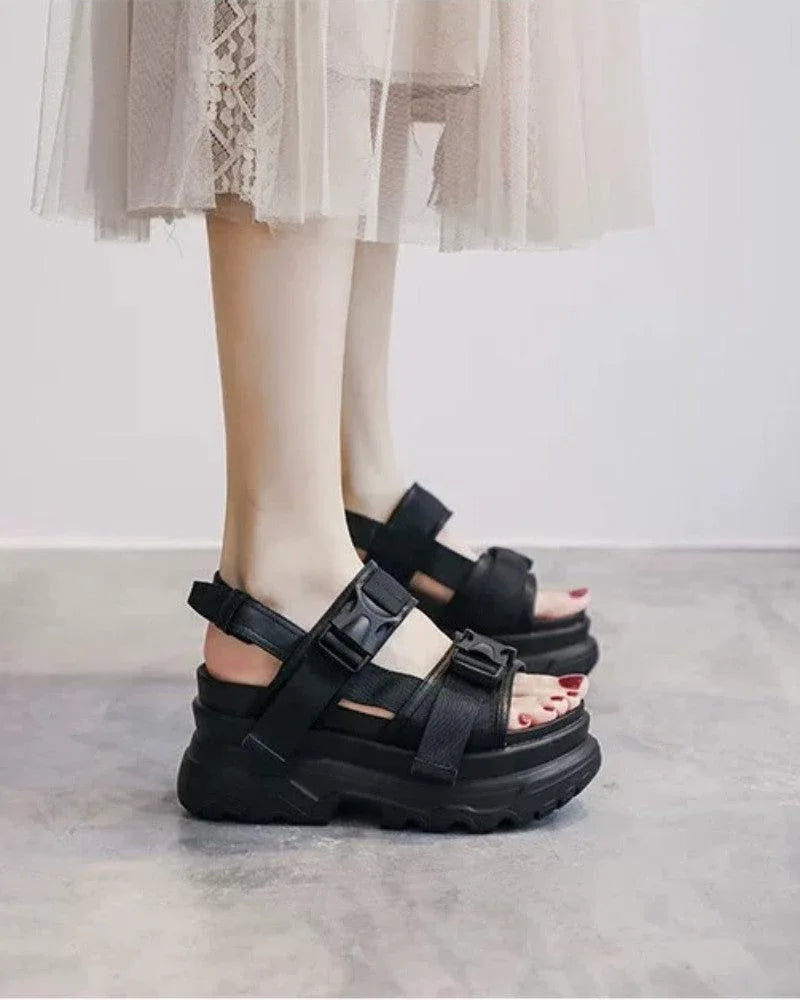 Stylish Platform Tech Sandals -  black platform sandals - Comfortable Platform Tech Sandals for Everyday Wear