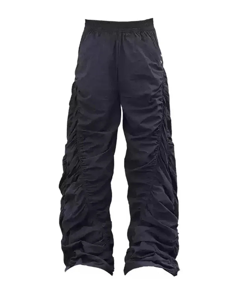 Stylish Pleated Spiral Trousers -  black trousers - Pleated Spiral Trousers for Casual Style