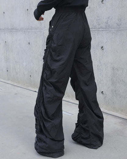 Stylish Pleated Spiral Trousers -  black trousers - Pleated Spiral Trousers for Casual Style