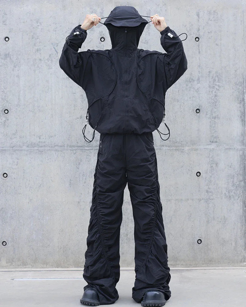 Stylish Pleated Spiral Trousers -  futuristic pants - Pleated Spiral Trousers for Casual Style