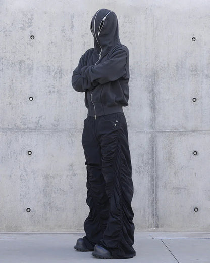 Stylish Pleated Spiral Trousers -  techwear - Pleated Spiral Trousers for Casual Style