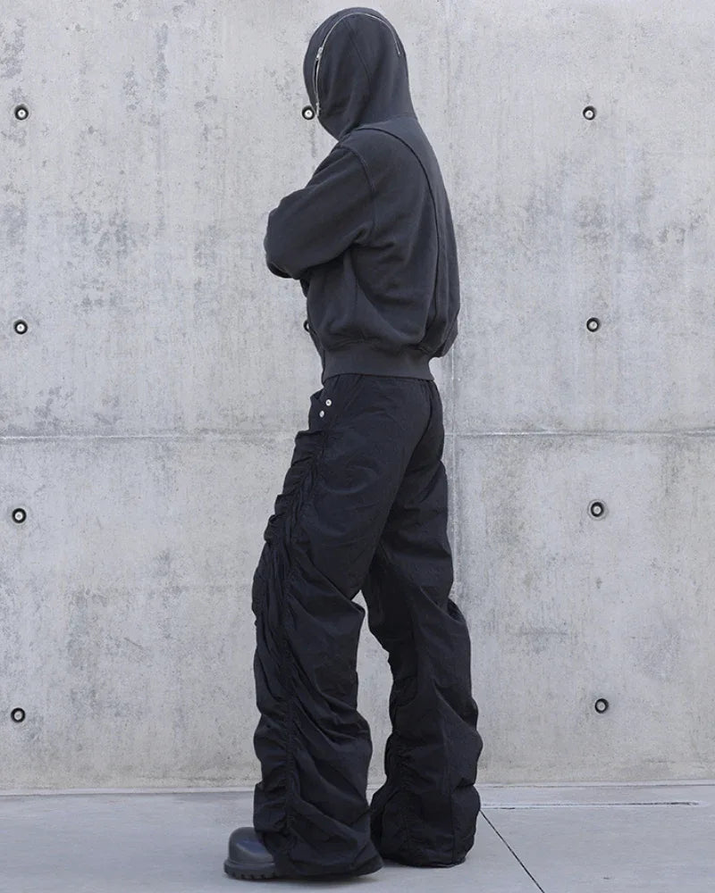 Stylish Pleated Spiral Trousers -  techwear fashion - Pleated Spiral Trousers for Casual Style