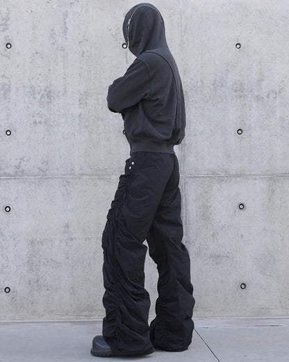 Stylish Pleated Spiral Trousers -  techwear fashion - Pleated Spiral Trousers for Casual Style
