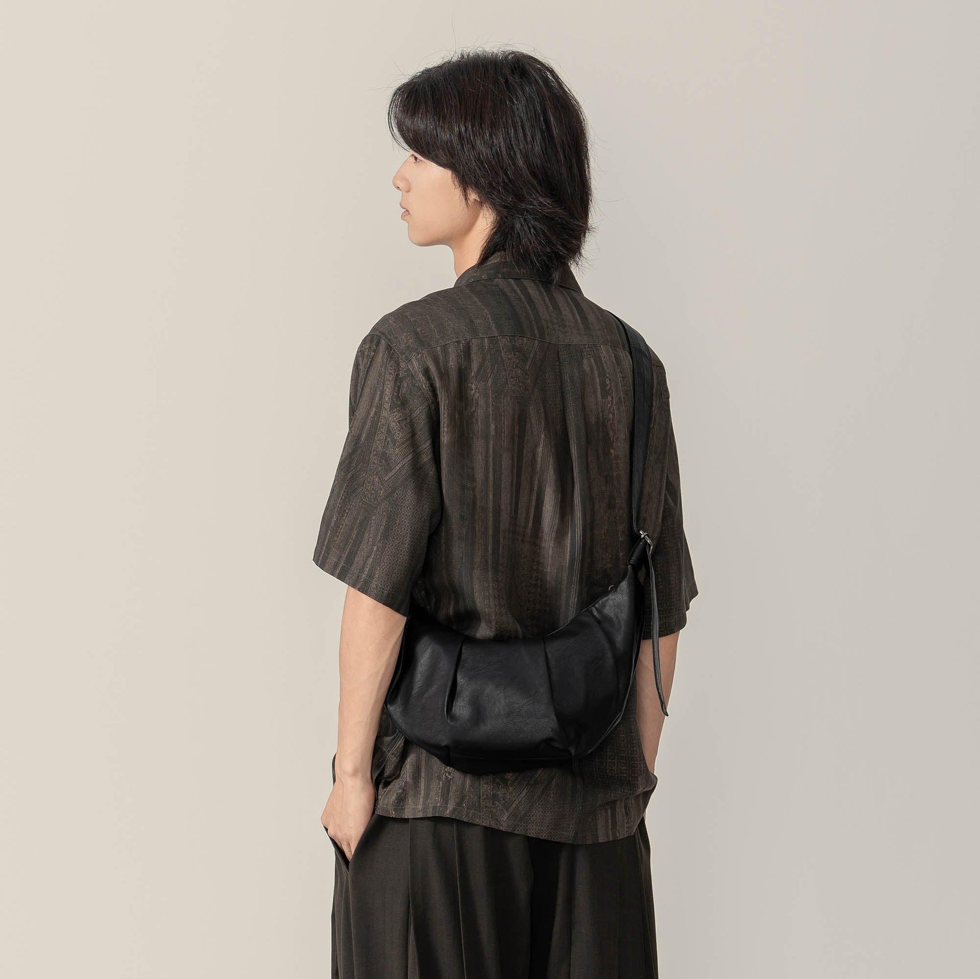 Stylish Pleated Waxed Leather Tote - leather tote - Stylish Pleated Waxed Leather Tote Bag