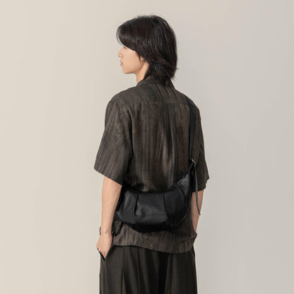 Stylish Pleated Waxed Leather Tote - leather tote - Stylish Pleated Waxed Leather Tote Bag