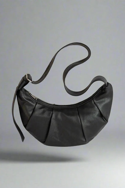 Stylish Pleated Waxed Leather Tote -  pleated bag - Stylish Pleated Waxed Leather Tote Bag