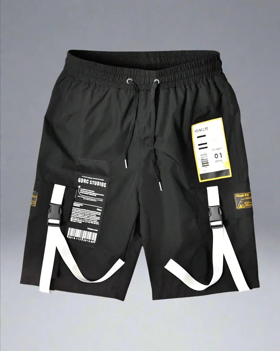 Stylish Ribbon Accent Cargo Shorts - breathable cargo shorts - Stylish Cargo Shorts with Ribbon Detail