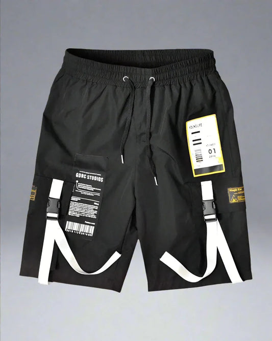 Stylish Ribbon Accent Cargo Shorts - breathable cargo shorts - Stylish Cargo Shorts with Ribbon Detail