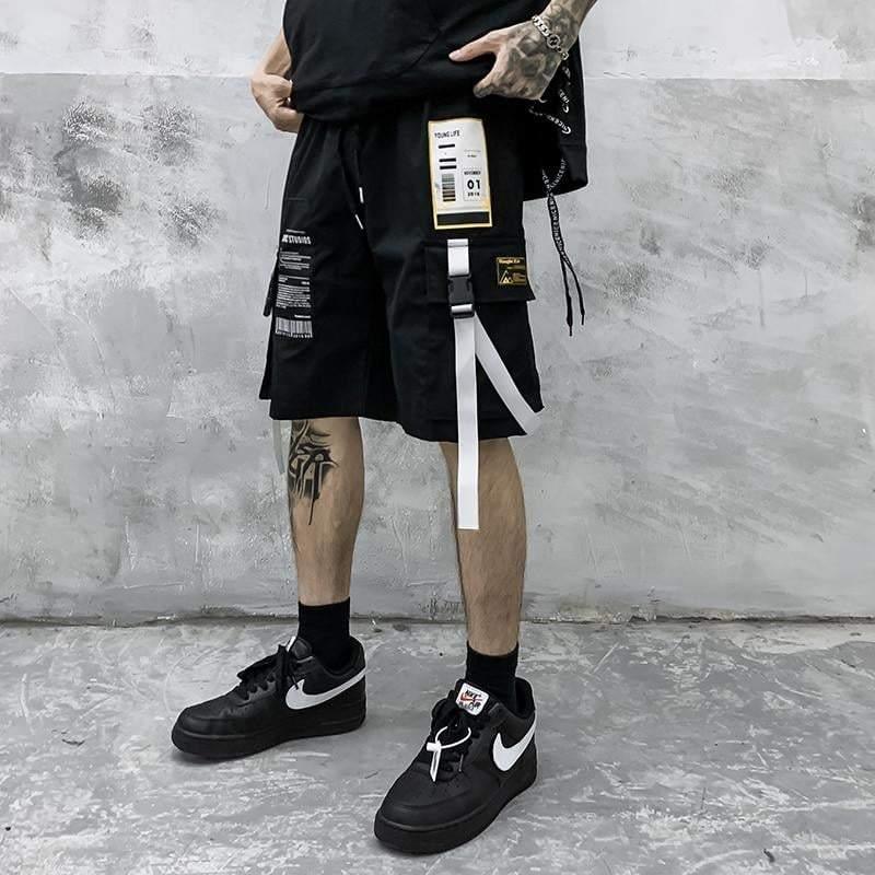 Stylish Ribbon Accent Cargo Shorts - cargo shorts - Stylish Cargo Shorts with Ribbon Detail