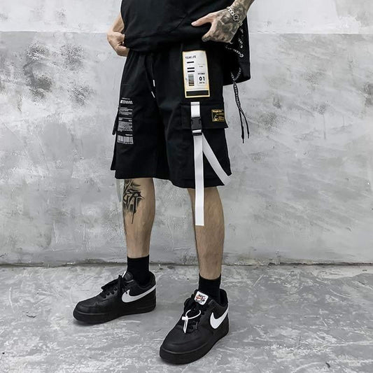 Stylish Ribbon Accent Cargo Shorts - cargo shorts - Stylish Cargo Shorts with Ribbon Detail