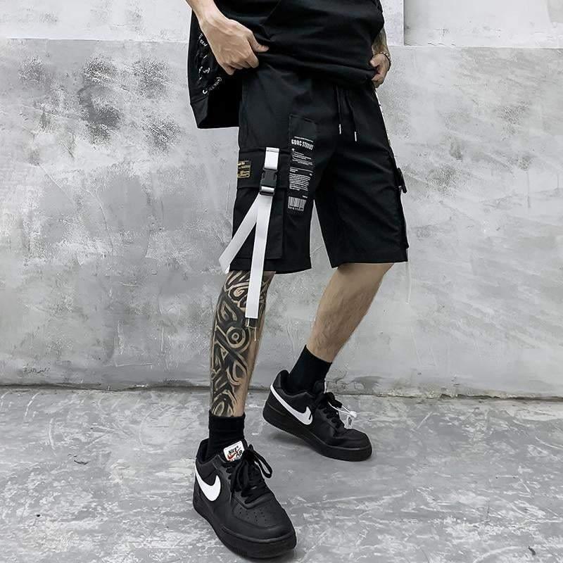 Stylish Ribbon Accent Cargo Shorts -  lightweight shorts - Stylish Cargo Shorts with Ribbon Detail