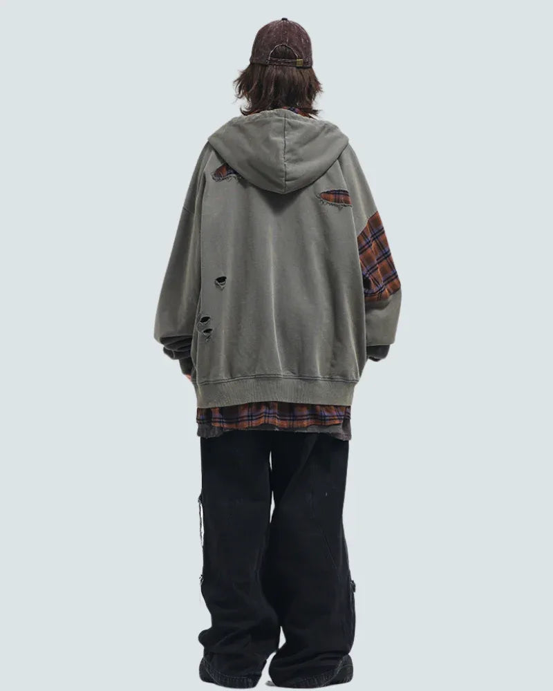Stylish Ripped Unisex Hoodie Set - comfortable hoodie - Unisex Stylish Ripped Hoodie Set in Black and Green